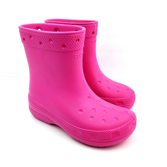 Crocs Classic Boot Girls Sz 3Y Pink Pull On Comfort Boots Shoes 208544-6UB - Picture 1 of 10